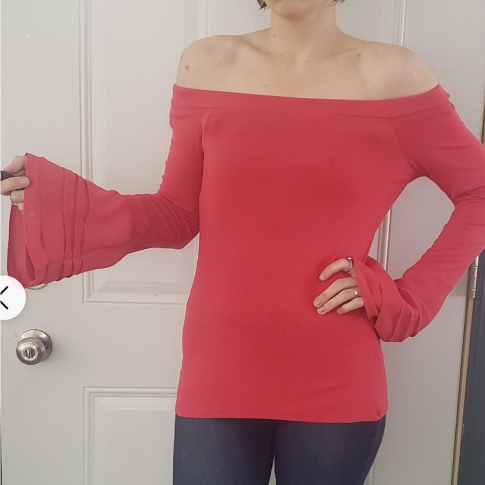 WHBM Off-Shoulder Bell Sleeve Red Top Size Medium